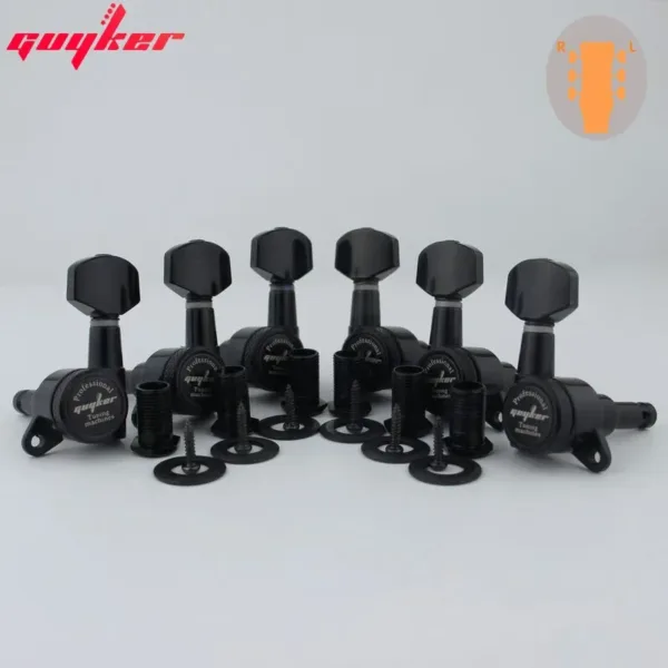 GUYKER Black Locking Guitar Tuners Set