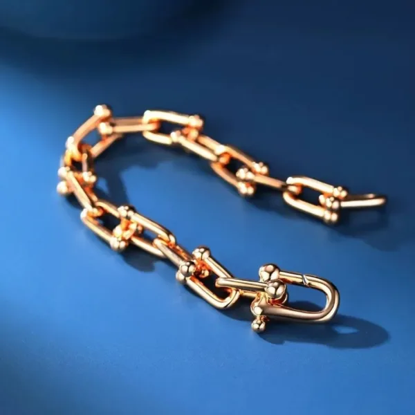 U-Shaped Chain Link Bracelet in Rose Gold - Image 4