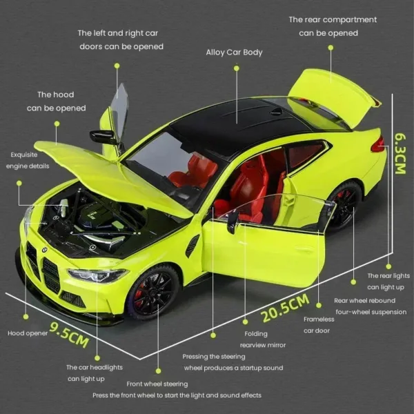 1:24 BMW M4 Diecast Metal Car Model - Image 2