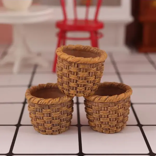 Miniature Woven Rattan Storage Basket Set - Image 3