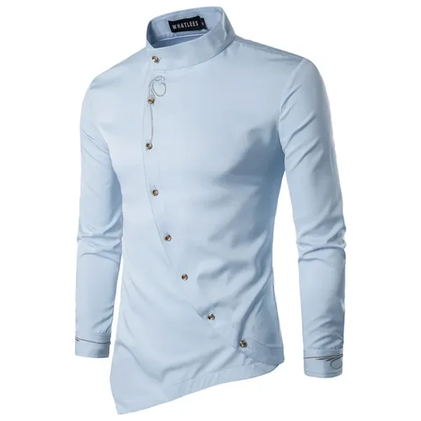 Men's Vintage Irregular Hem Dress Shirt - Image 3