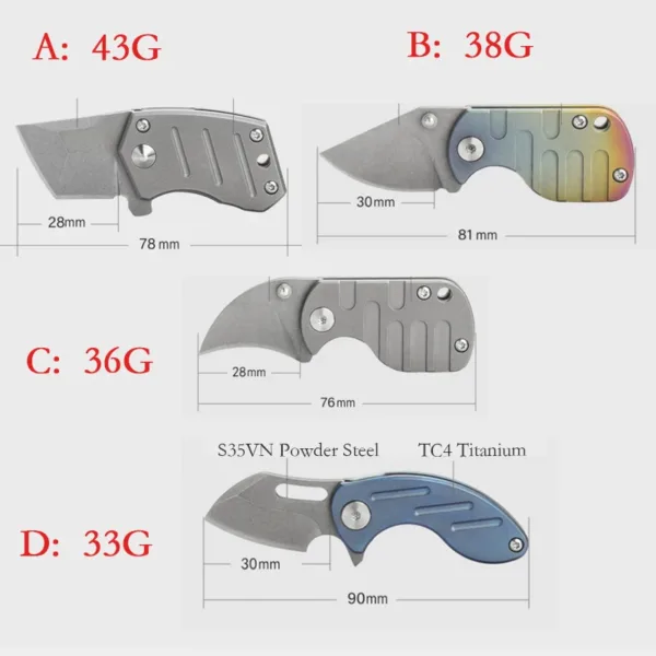 Titanium Alloy Folding Knife S35VN Steel EDC Tool - Image 6