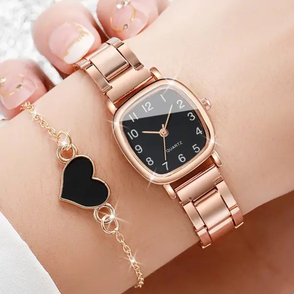 2PCS Women's Square Quartz Watch and Bracelet - Image 6