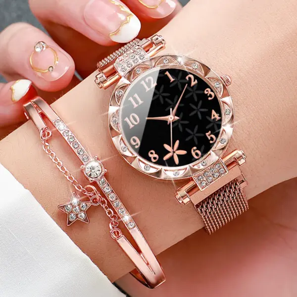 2PCS Fashion Flower Dial Women's Watch Set - Image 3