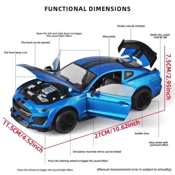 1:18 Ford Mustang GT500 Diecast Model Vehicle - Image 2