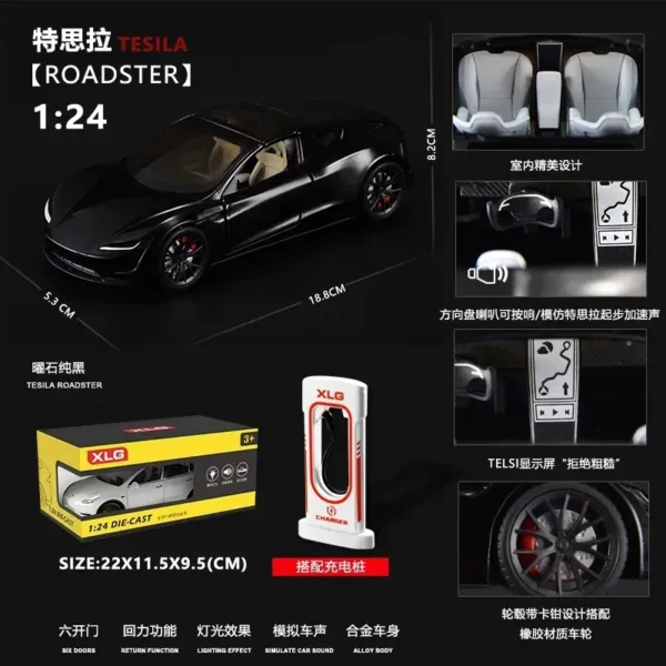 1:24 Tesla Roadster Diecast Model Car - Image 5