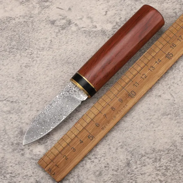 Damascus Steel Fixed Blade Camping Knife with Sheath - Image 2