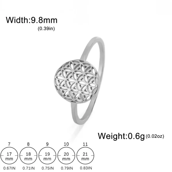 Flower of Life Vintage Stainless Steel Ring - Image 14