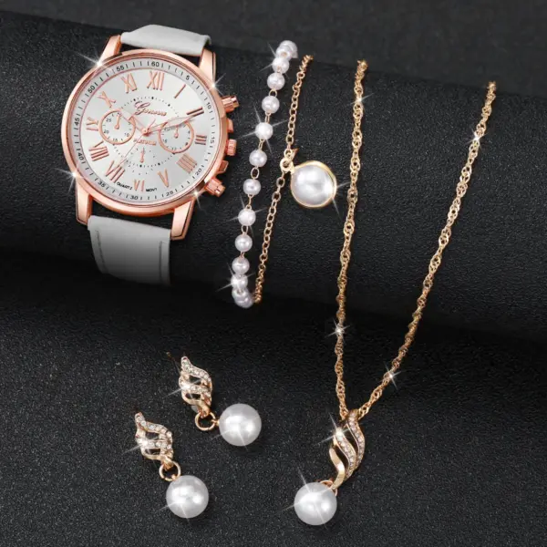 5PCS Women's Fashion Quartz Watch Jewelry Set - Image 2