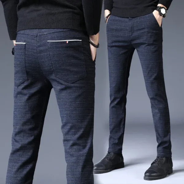 Men's Slim Fit Plaid Dress Pants - Image 4