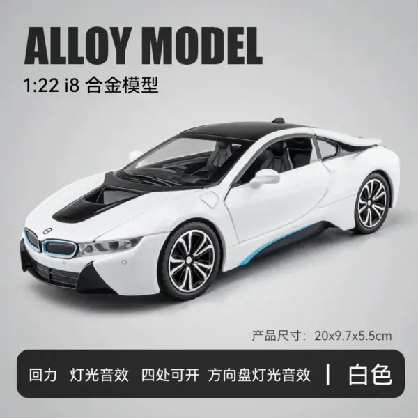 Diecast BMW I8 Sports Car Model Toy - Image 7