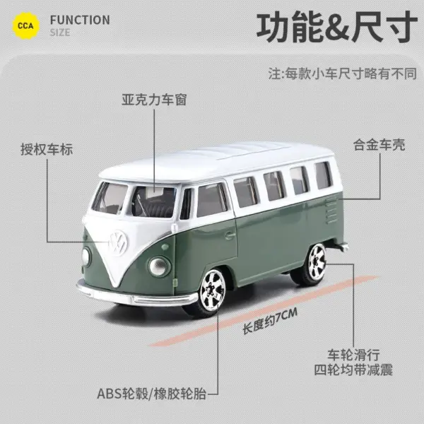 1:62 Volkswagen Bus Diecast Pullback Car Model - Image 5