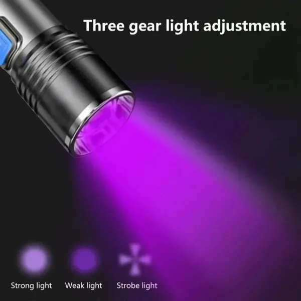 USB Rechargeable 395nm UV Flashlight - Image 2