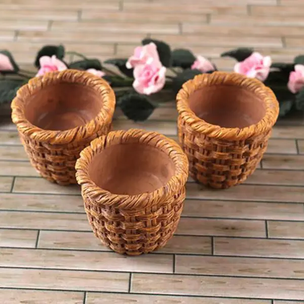 Miniature Woven Rattan Storage Basket Set - Image 2