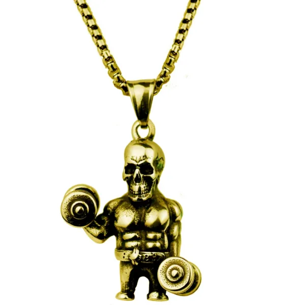 Fashion Barbell Dumbbell Pendant Necklace - Image 15