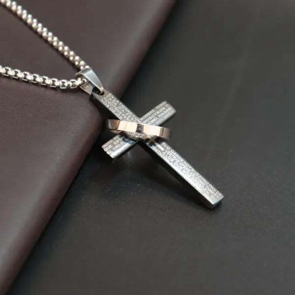 Cross Pendant Necklace in Stainless Steel - Image 5