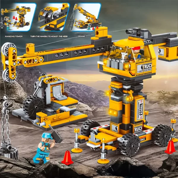 Engineering Building Blocks Excavator Toy Set - Image 3