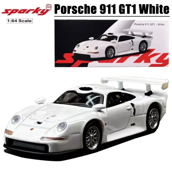 1/64 Scale Porsche 911 GT1 White Diecast Model