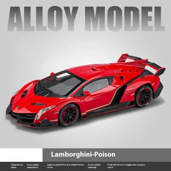 1:24 Lamborghini Veneno Diecast Car Model - Image 9