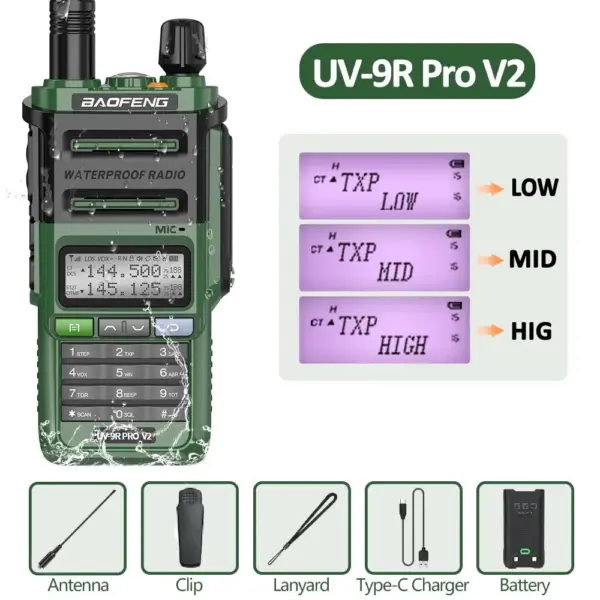 Baofeng UV-9R Pro V2 Waterproof Walkie Talkie - Image 8