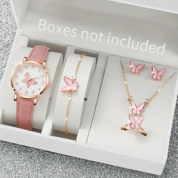 6PCS Women's Butterfly Jewelry & Watch Set