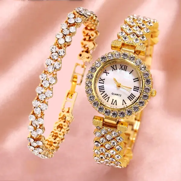 2PCS Women's Quartz Watch and Bracelet Set - Image 2