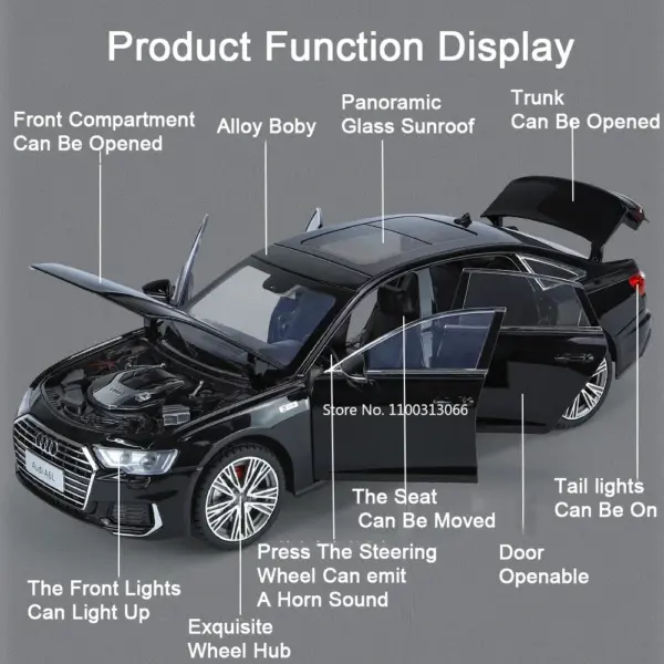 1:18 A6L Alloy Model Car with Sound and Light - Image 2