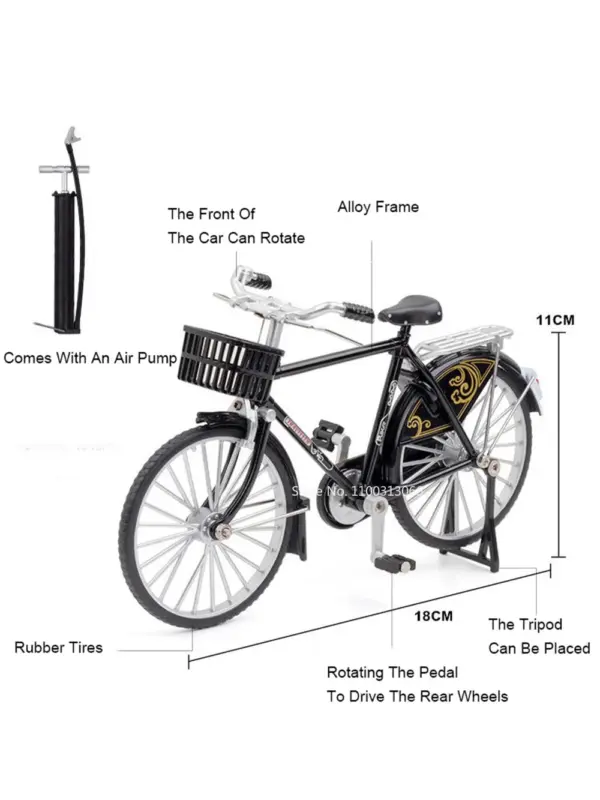 1/10 Scale Retro Bicycle Model Toy with Steerable Wheels - Image 2