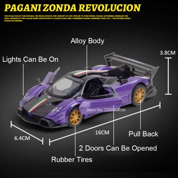 1:31 Pagani Zonda Diecast Model Car Toy - Image 2