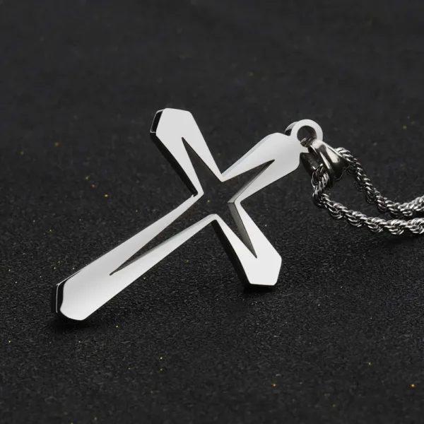 Punk Red Cross Templar Pendant Necklace - Image 10