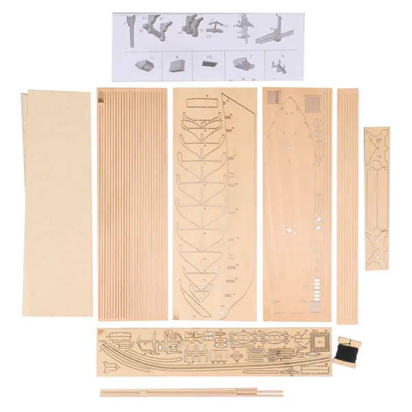 1:70 Scale Wooden Sailing Boat Model DIY Kit - Image 5