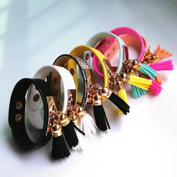 Neon Leather Tassel Bracelets for Women - Image 7