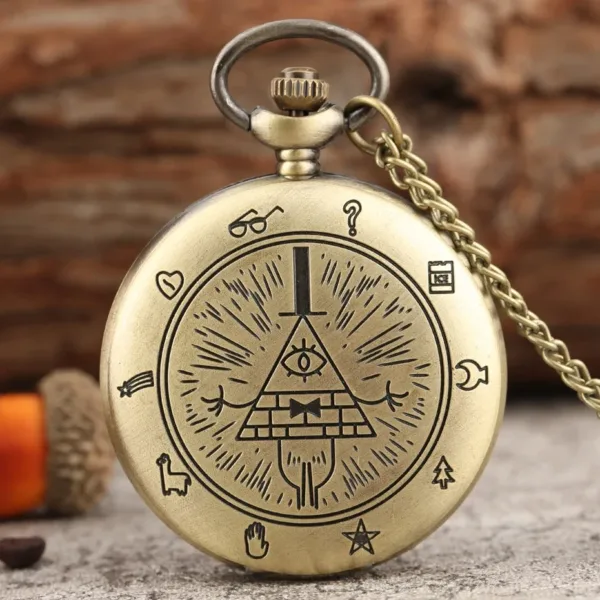 Antique Bronze Quartz Pocket Watch with Chain