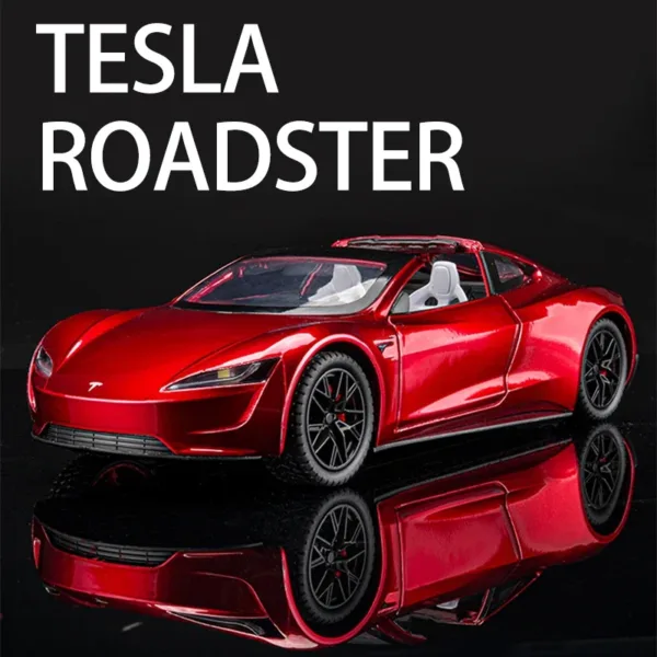 Diecast Metal 1:24 Tesla Roadster Toy Car