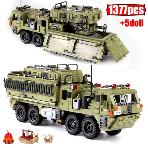 1377pcs Military Scorpio Truck Building Blocks