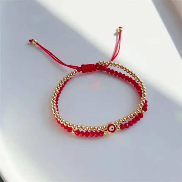 Evil Eye Beaded Bracelet with Red Crystals - Image 12