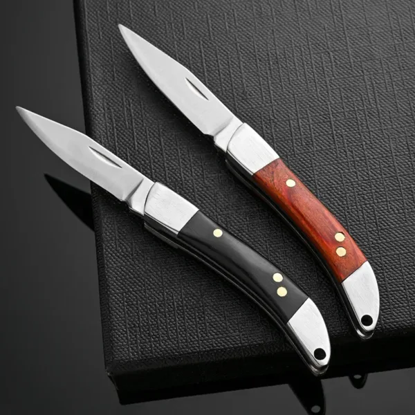 Compact Portable Folding Knife with Wood Handle - Image 2