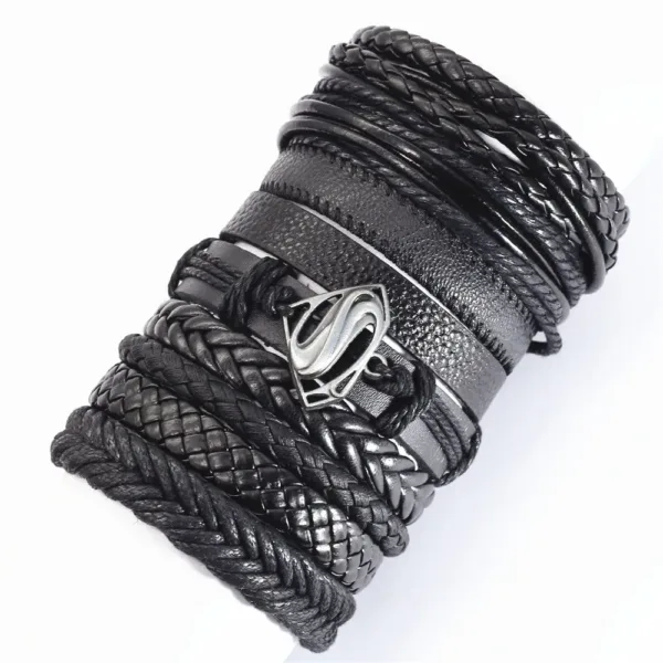 Brown Woven Leather Wrap Bracelets Set of 10 - Image 23