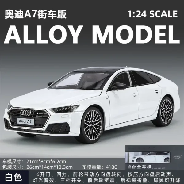 1:24 Audi A7 Diecast Model Car with Lights - Image 11