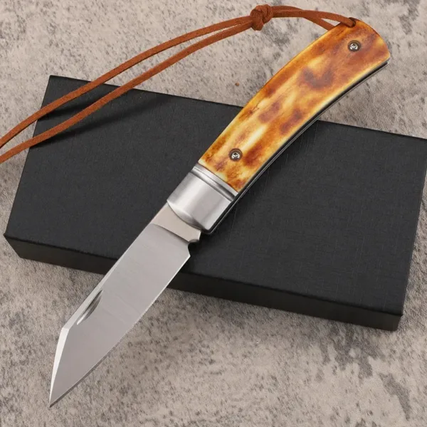 D2 Steel Cow Bone Folding Blade Knife - Image 8