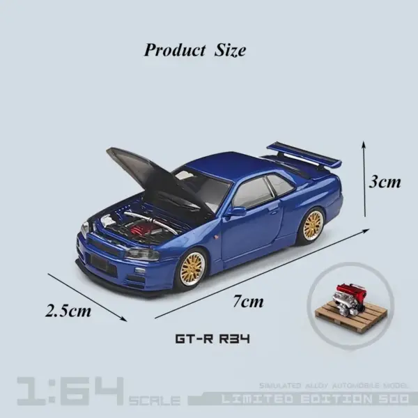 1/64 GTR34 Diecast Alloy Model Car