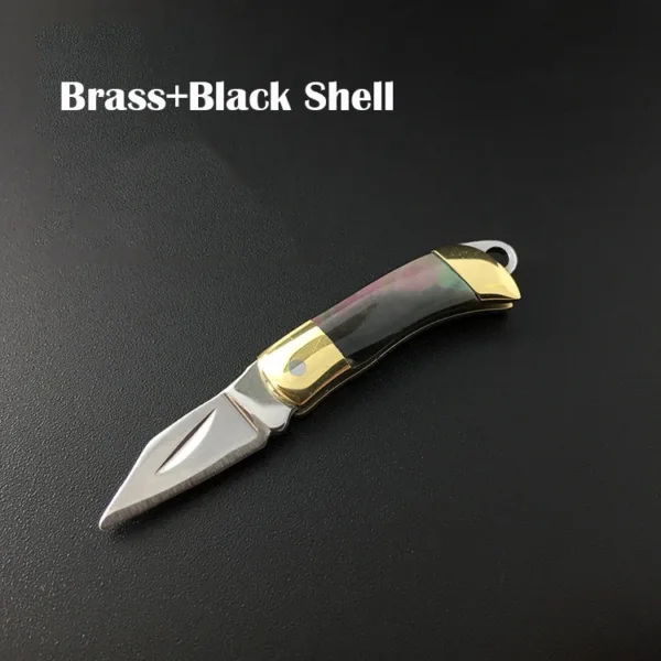 Mini Brass Folding Knife with Shell Handle - Image 8