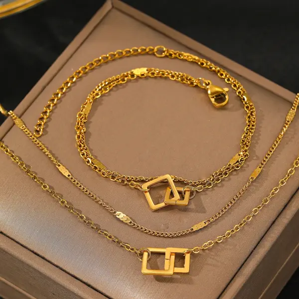 Stainless Steel Geometric Jewelry Set for Women - Image 3