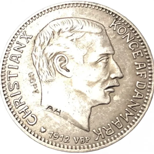 1912 Denmark 2 Kroner Christian X Silver Coin