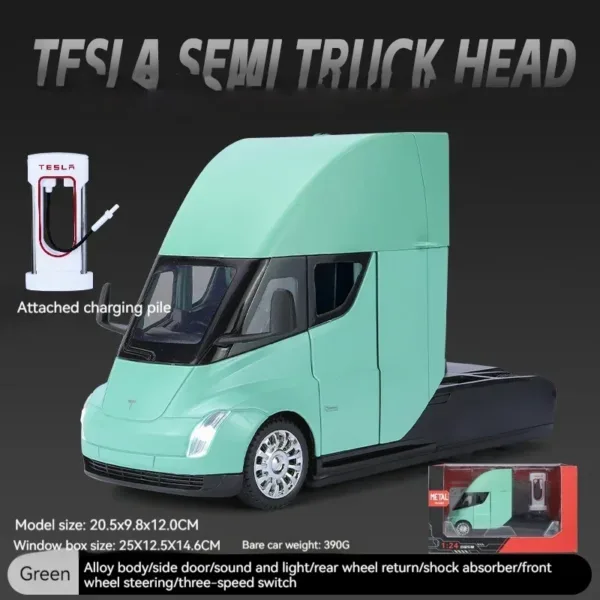 1:24 Tesla Semi Alloy Model Truck with Lights - Image 8