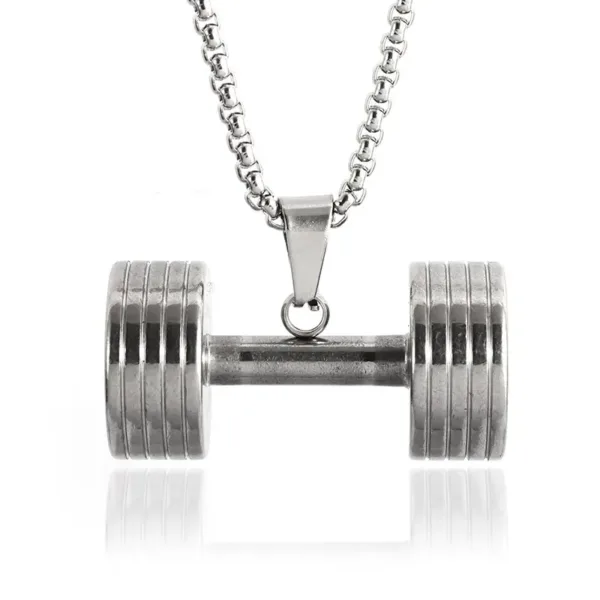 Fashion Barbell Dumbbell Pendant Necklace - Image 12