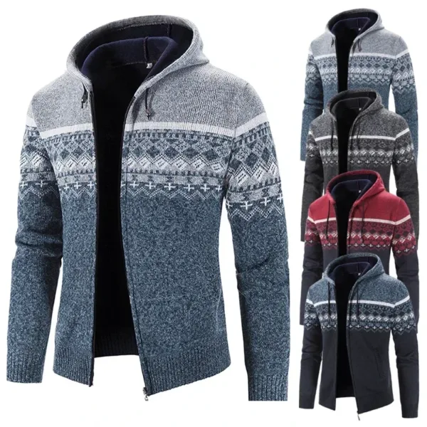 Men's Winter Hooded Zipper Jacket Sweater