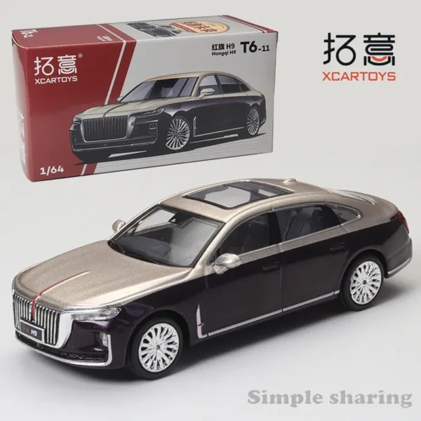 Hongqi H9 Diecast Model Car 1/64 Gold Violet - Image 2