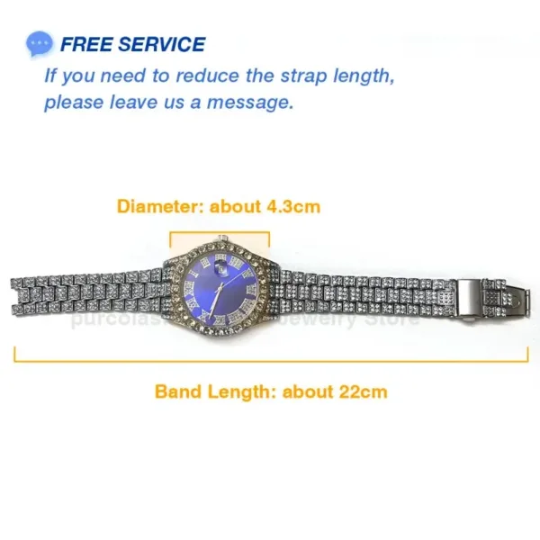 Luxury Hip Hop Quartz Watch with Rhinestones - Image 6