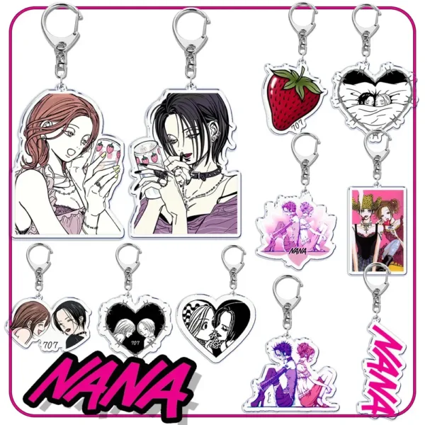 Nana Anime Keychain with Black Stones Pendant